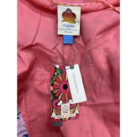 Farm Rio Anthropologie Maxi Dress Women Pink Floral Preppy Boho Retro Sz L NWT - Picture 12 of 14